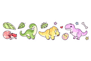 Cute baby dinosaur set., an Animal Illustration by art PVP - market