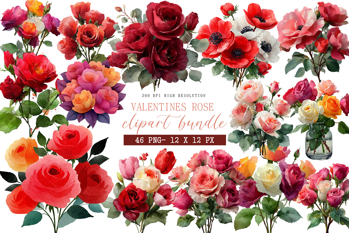 Valentines Rose Bouquets Sublimation, an Illustration by DreamArtGraphic (Photo 1 of 4)