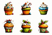 Whimsical Christmas cupcake Clipart, a Seasonal Illustration by Designworld (Thumbnail 2 of 10)