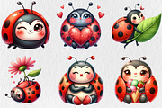 Funny Ladybug Clipart Bundle, a Seasonal Illustration by Rose Art (Thumbnail 2 of 4)