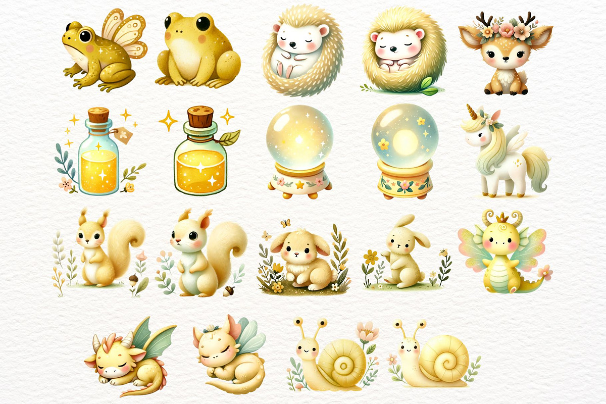 Watercolor Yellow Fairy Clipart, an Animal Illustration by Nicolle's Colorful Art (Photo 3 of 9)