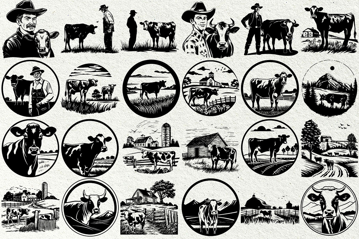 Cow SVG Bundle. Farm scene, an Animal Illustration by DENIDigitalArtSudio (Photo 5 of 8)