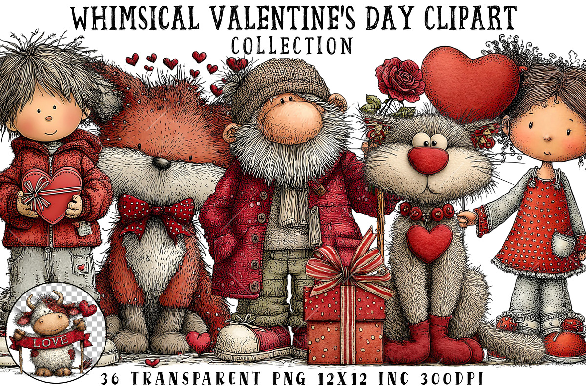 Whimsical Valentine's Day Clipart, an Illustration by OK Design (Photo 1 of 6)