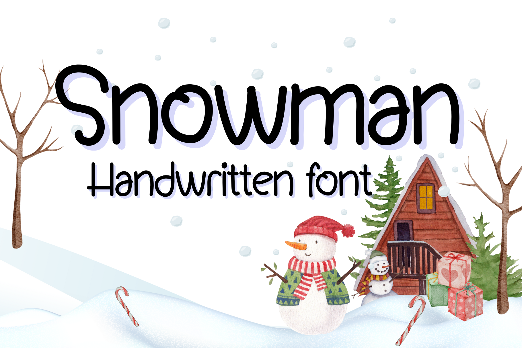 Snowman, a Handwritten Font by Sirinart