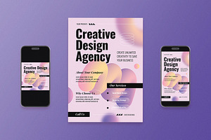 Pink 3D Creative Agency Flyer Set, a Flyer Template by Aiyari Graphic