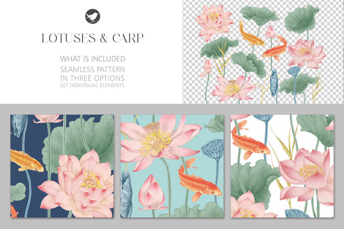 lOTUSES AND CARP, a Pattern Graphic by Kate Demyanovska (Photo 8 of 8)