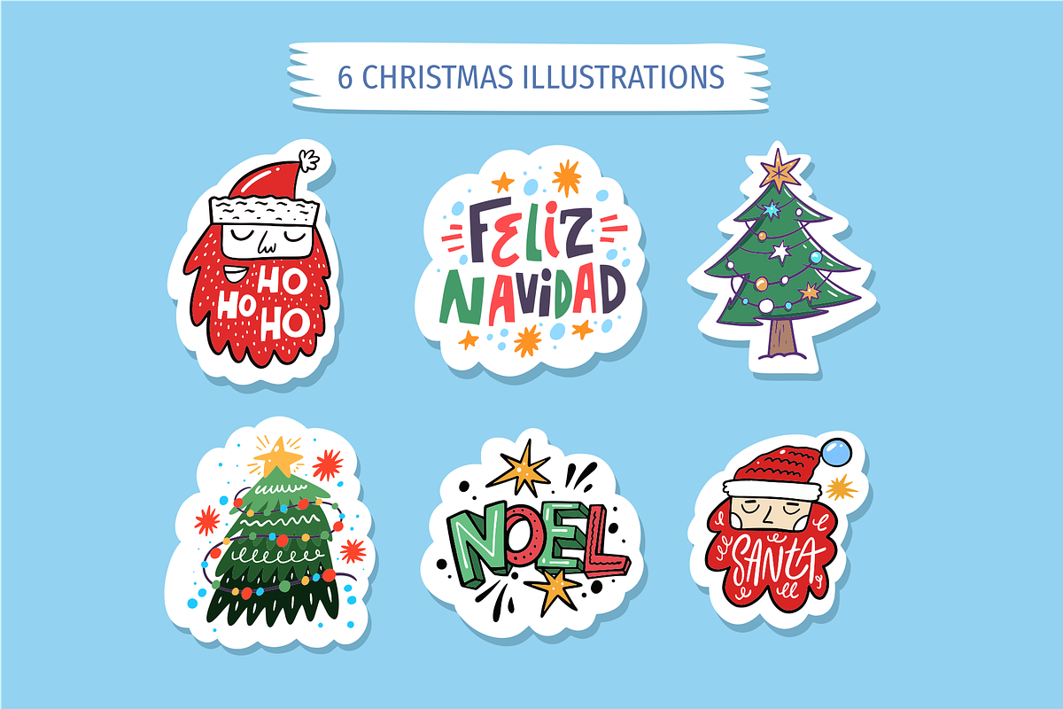 Christmas Doodles & Holiday Clipart, a Seasonal Illustration by Oktyabr (Photo 3 of 8)