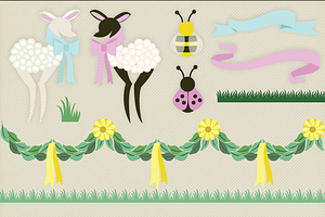 Spring Fling Lambs Clipart Vectors