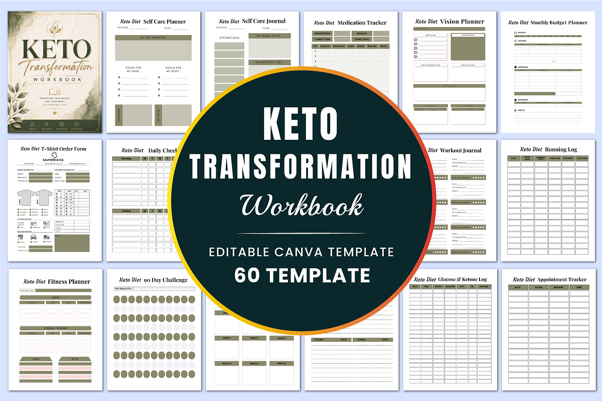 Keto Transformation Workbook., a Stationery Template by Shumaya (Photo 1 of 5)