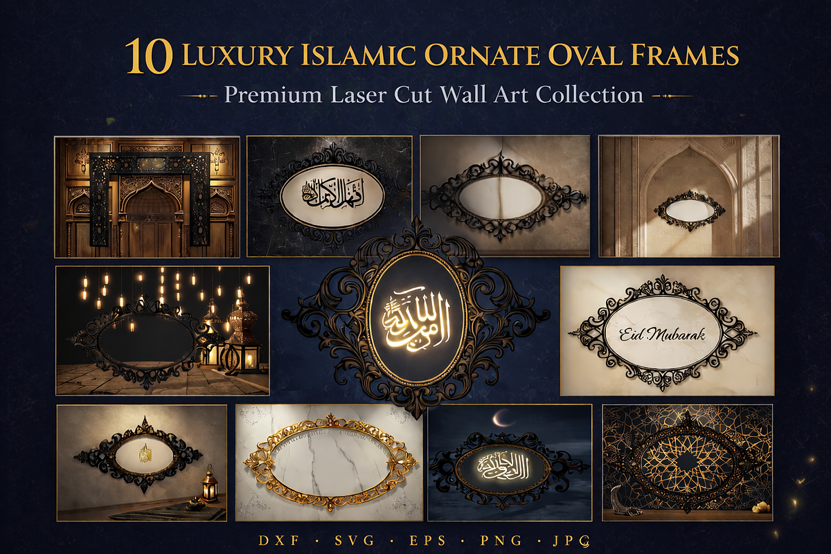 Ornate Oval Frame Laser Bundle, an Illustration by Gaye Art (Photo 1 of 11)
