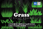 25 Grass Photoshop Stamp Brushes, a Brush Add-On by ArtistMef (Thumbnail 1 of 4)