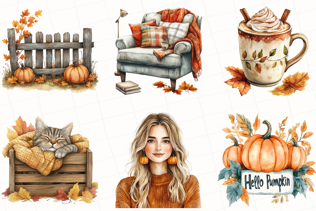 Cozy Autumn Pumpkin Clipart, an Illustration by OK Design (Photo 5 of 5)