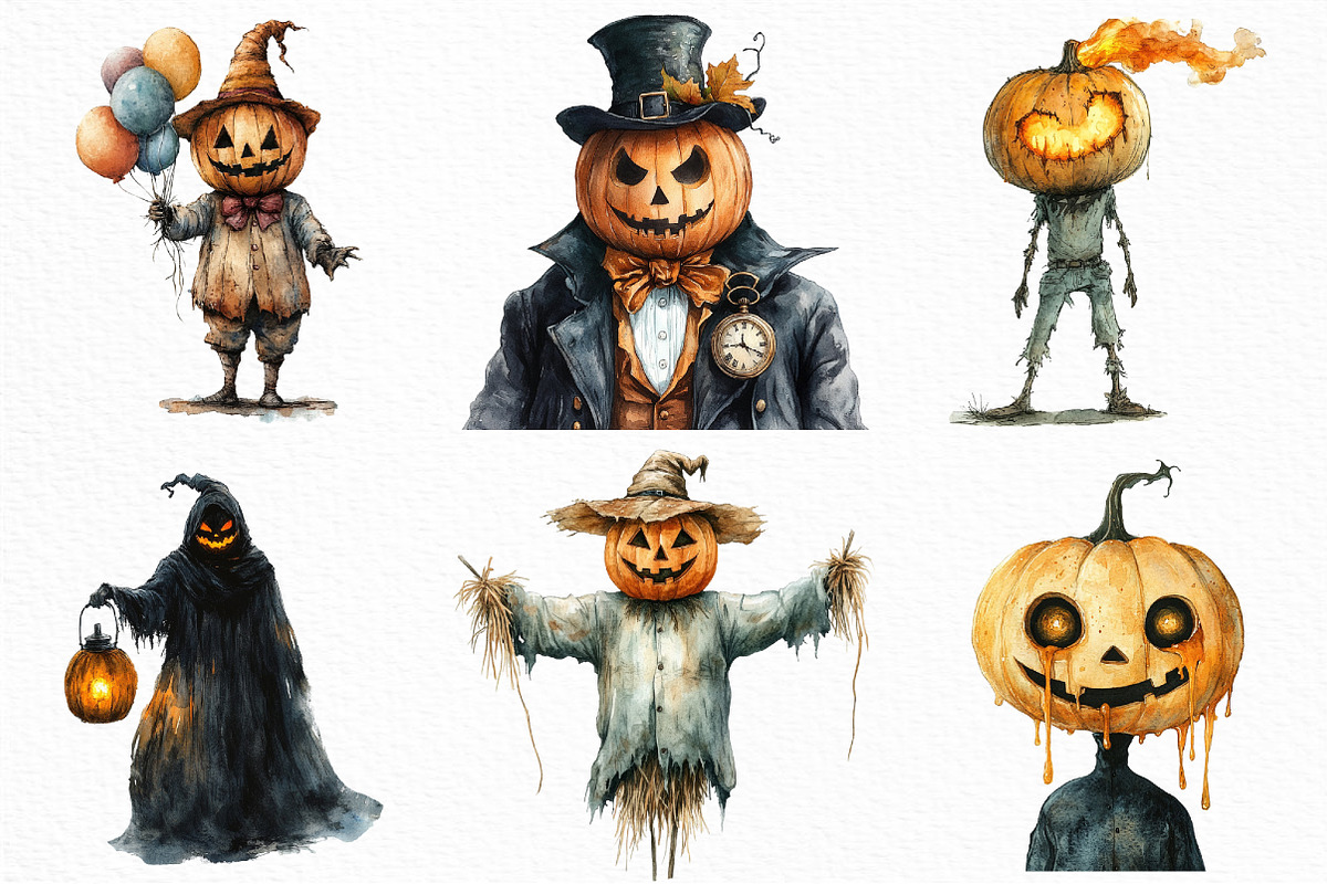 Watercolor Halloween Pumpkin Man, an Illustration by Craft Nest (Photo 5 of 6)