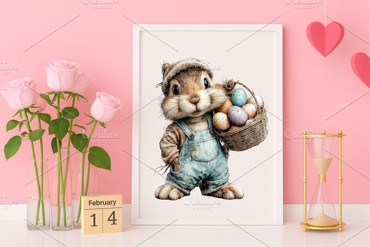 Whimsical Easter Squirrel Clipart, an Illustration by Canvas Craft (Photo 6 of 6)