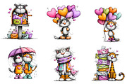 Valentine Cat Clipart Bundle, an Illustration by CreationArt (Thumbnail 5 of 5)