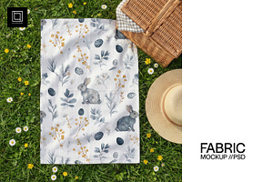 Picnic Tea Towel Mockup (PSD), a Household Mockup by 1001 mockups