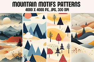 Mountain Motifs Seamless Patterns, a Pattern Graphic by PrintHaven Designs