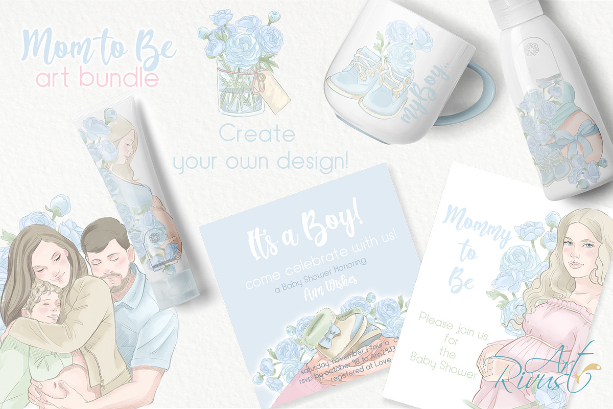 Mother to be PNG Clip Art Pregnancy, a Decorative Illustration by RivusArt (Photo 2 of 9)