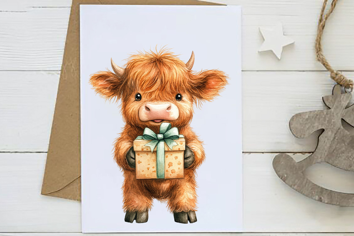 Birthday Highland Cow Clipart, an Illustration by Designworld (Photo 5 of 8)