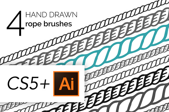 4 Hand Drawn Vintage Rope Brushes preview 4