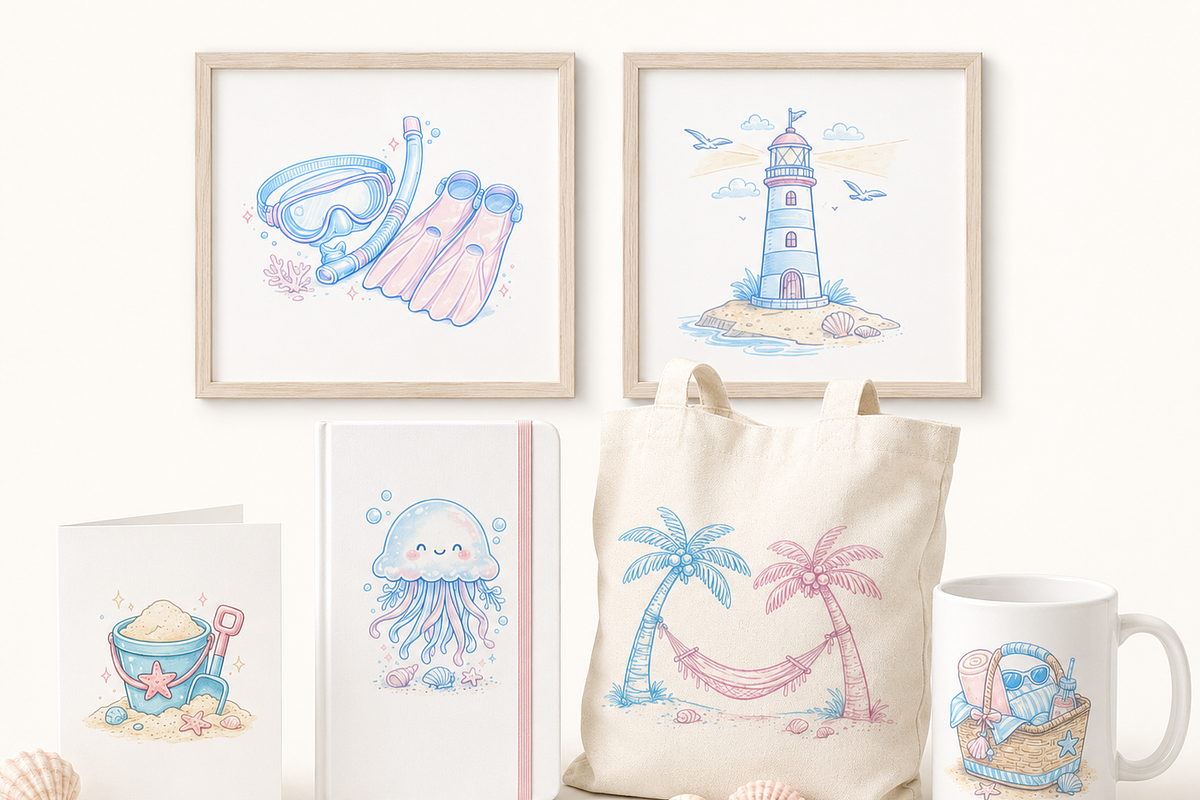 Summer beach clipart, a Seasonal Illustration by HeavensStar (Photo 7 of 10)