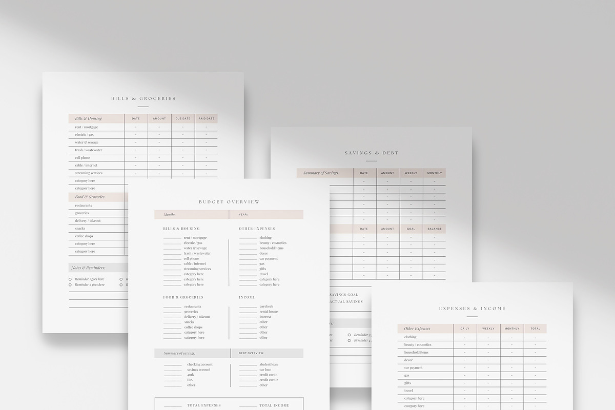 4 Page Budget Planner Template, a Marketing Template by roselindoco (Photo 1 of 3)