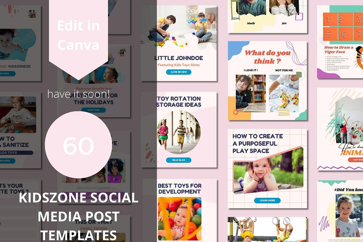 Kidszone Social Media Post Templates, a Social Media Template by BoontenStudio (Photo 1 of 7)