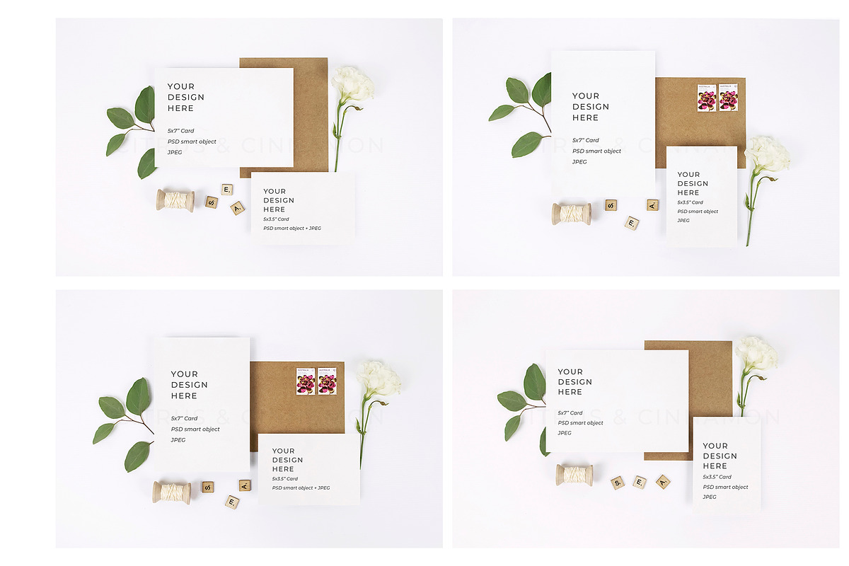 4 in 1 Wedding Stationery Mockup, a Print Template by Citrus and Cinnamon (Photo 1 of 5)