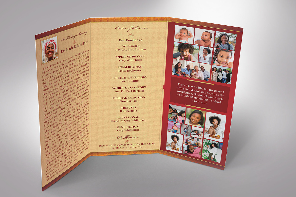 Loving Trifold Funeral Program Canva