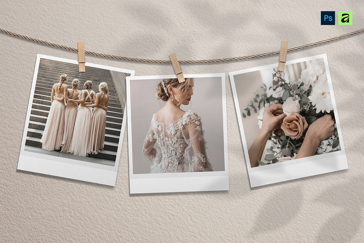 Hanging Polaroid Photo Mockup, a Social Media Template by DesignerCandies (Photo 1 of 6)