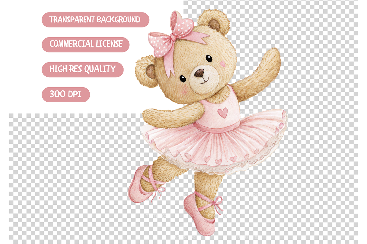 Pastel Teddy Bears Clipart Bundle, an Illustration by TatiMockup (Photo 6 of 6)