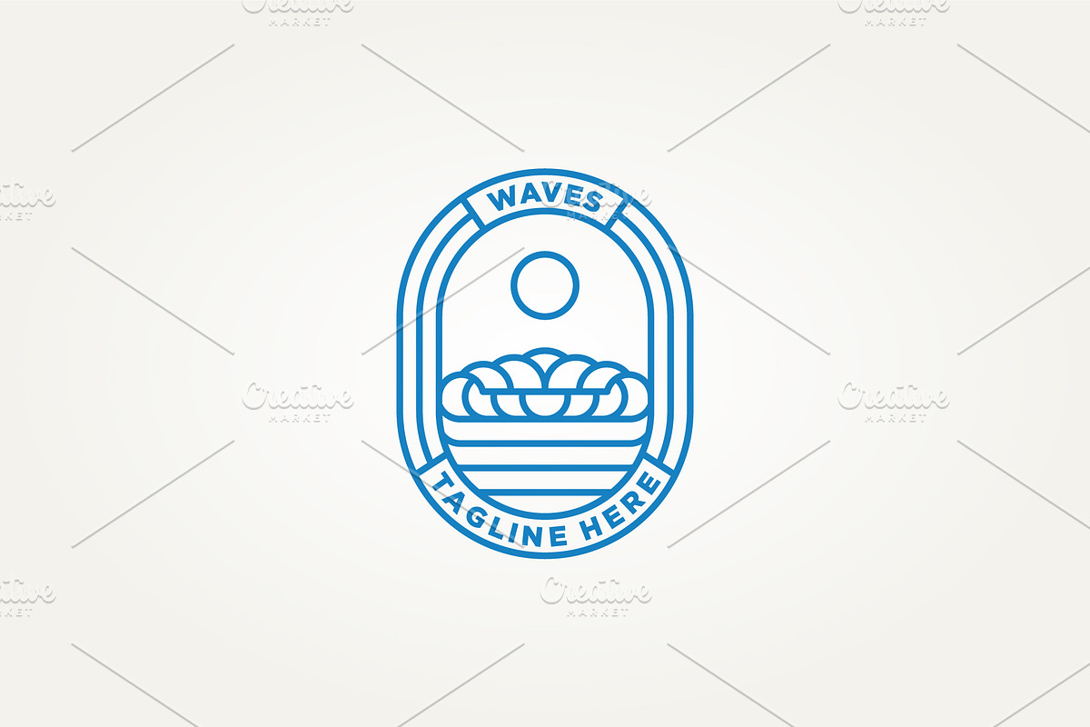 ocean blue wave line art logo, a Branding & Logo Template by Blazybone