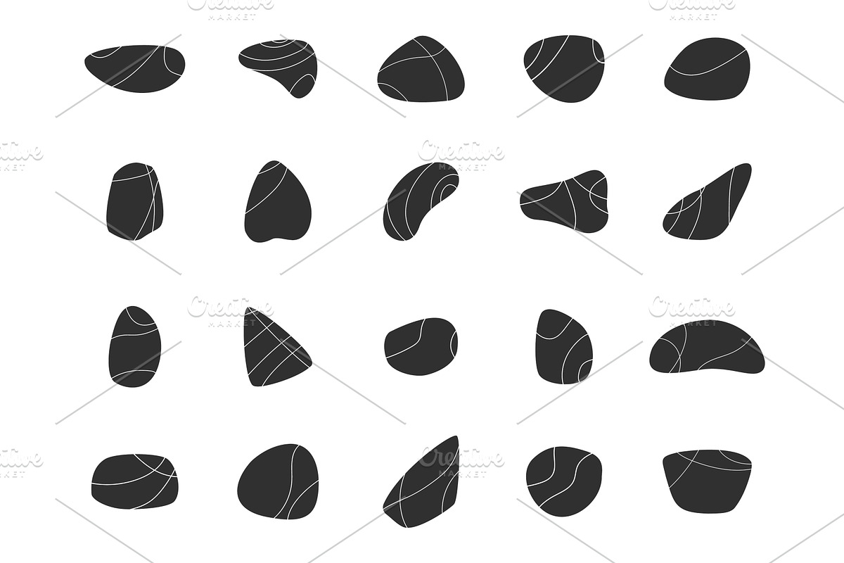 Black pebble stones. Decorative grey, an Illustration by LadadikArt