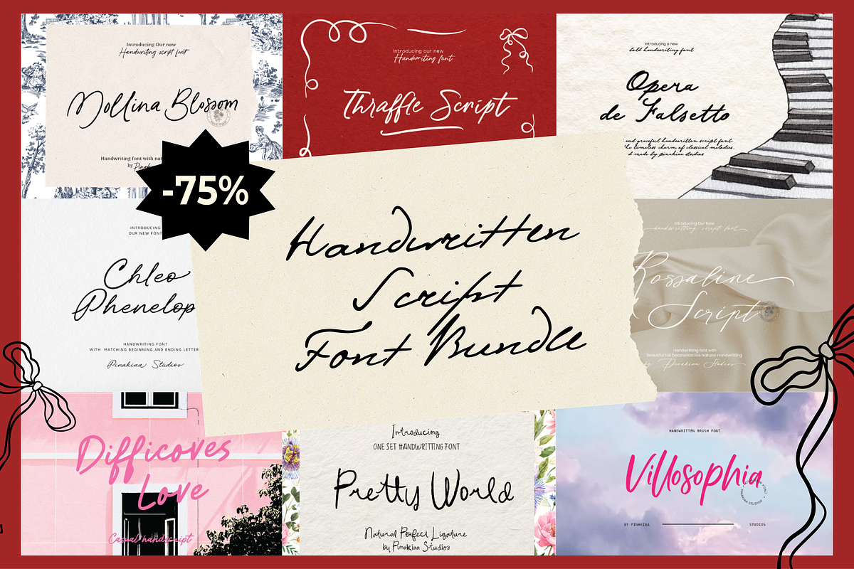 Handwritten Script Font Bundle | 75%, a Handwritten Font by Pinakiaa Studios (Photo 1 of 25)