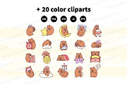 Capybara Sleep Clipart Set, an Animal Illustration by Palau (Thumbnail 8 of 10)