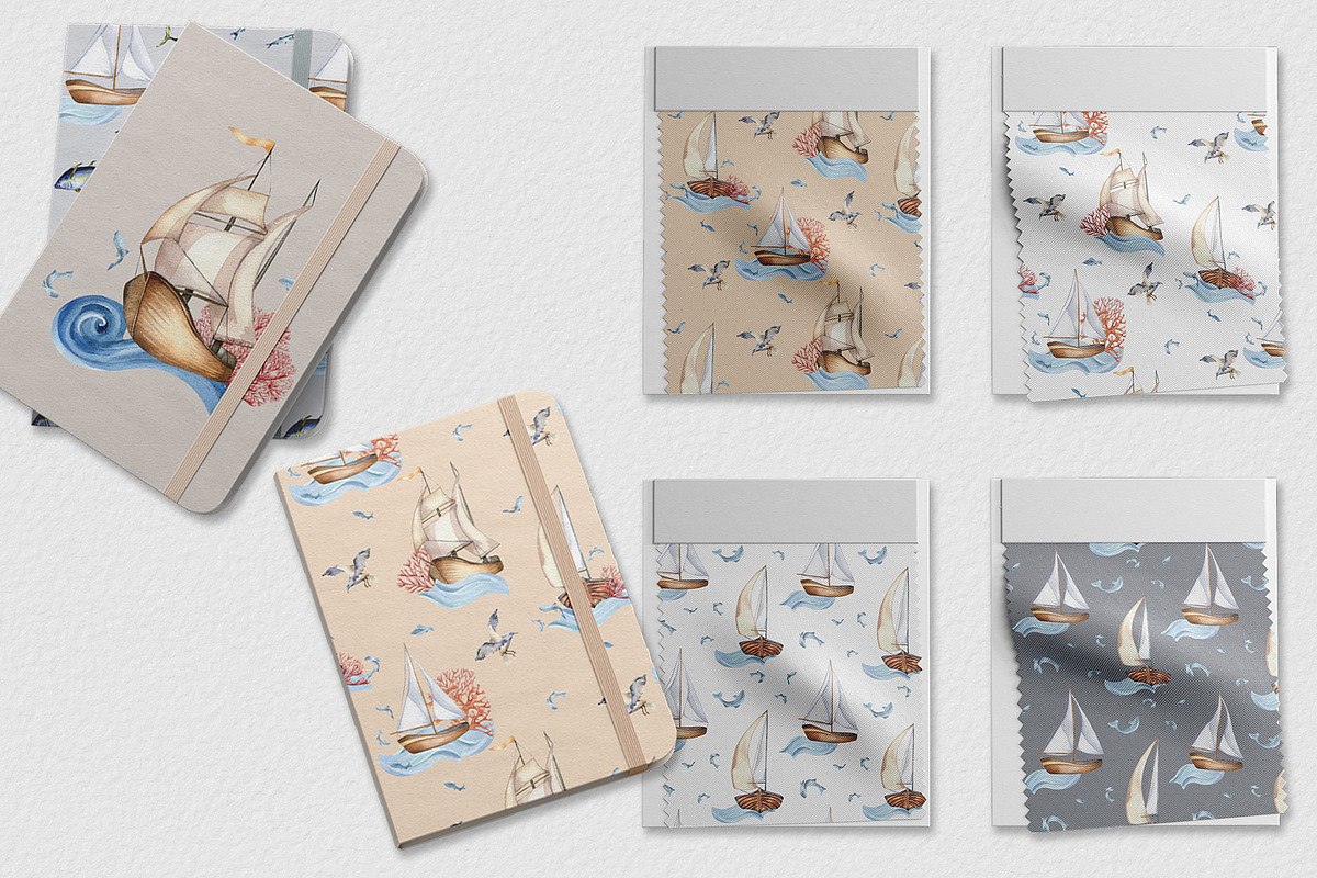 Marine collection watercolor clipart, an Illustration by Kate Lanbina (Photo 9 of 13)