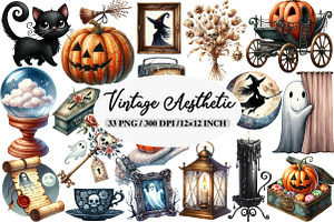 Watercolor Vintage Aesthetic Hallowe, an Illustration by Daily.Designs