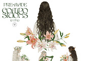 Watercolor Elf & Flowers Set, a Texture Illustration by Kaleriia (Thumbnail 4 of 10)