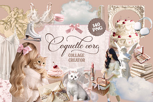 Coquette core Cottage Collage Pack, an Object Graphic by Marie T