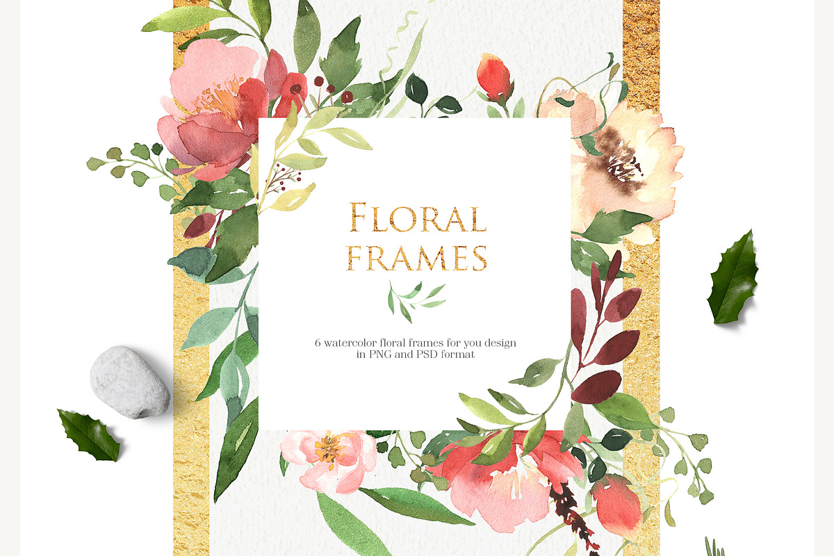 Watercolor floral set-Burgundy color, a Decorative Illustration by Pamyatka Shop (Photo 2 of 7)