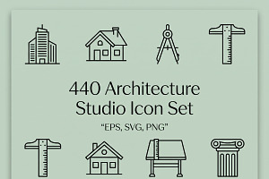 440 Architecture Studio Icon Set, an Outline Icon by adenpinkstore