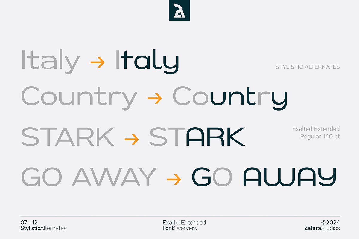 Exalted Extended, a Sans Serif Font by Zafara Studios (Photo 7 of 12)