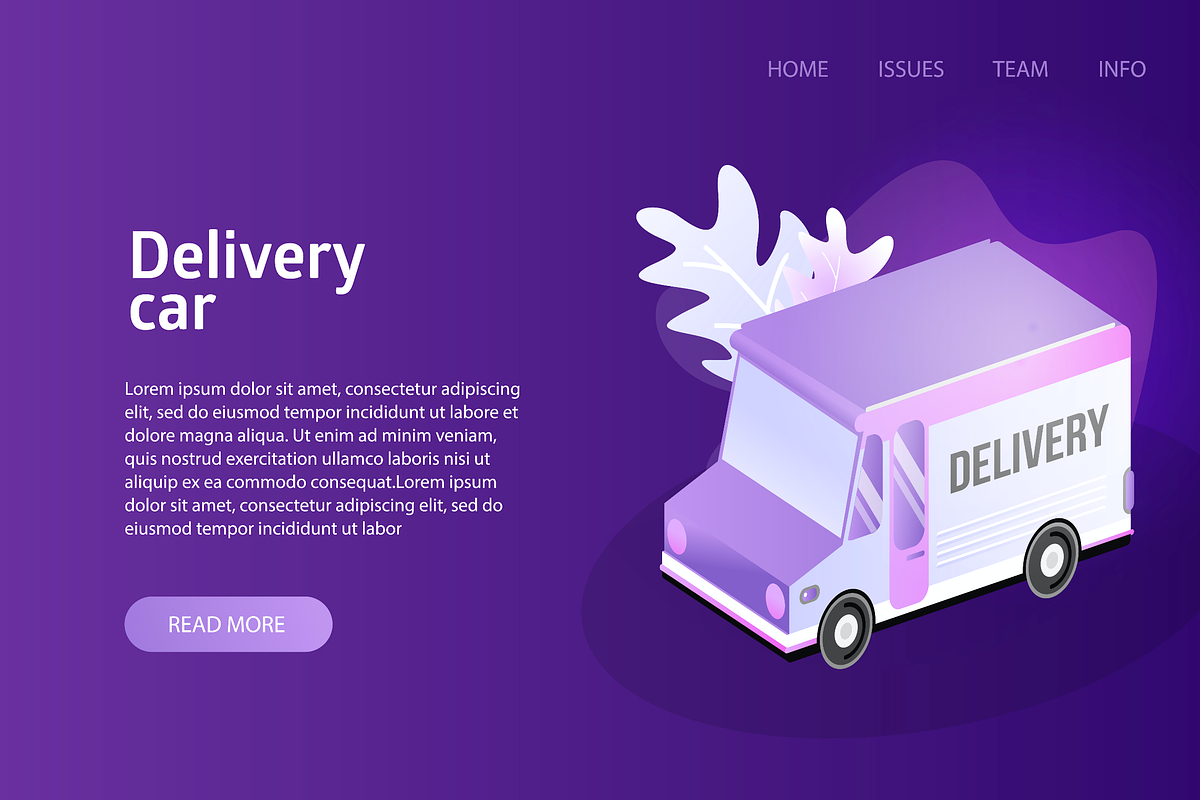 Delivery truck service landing, a Food Illustration by Alejik