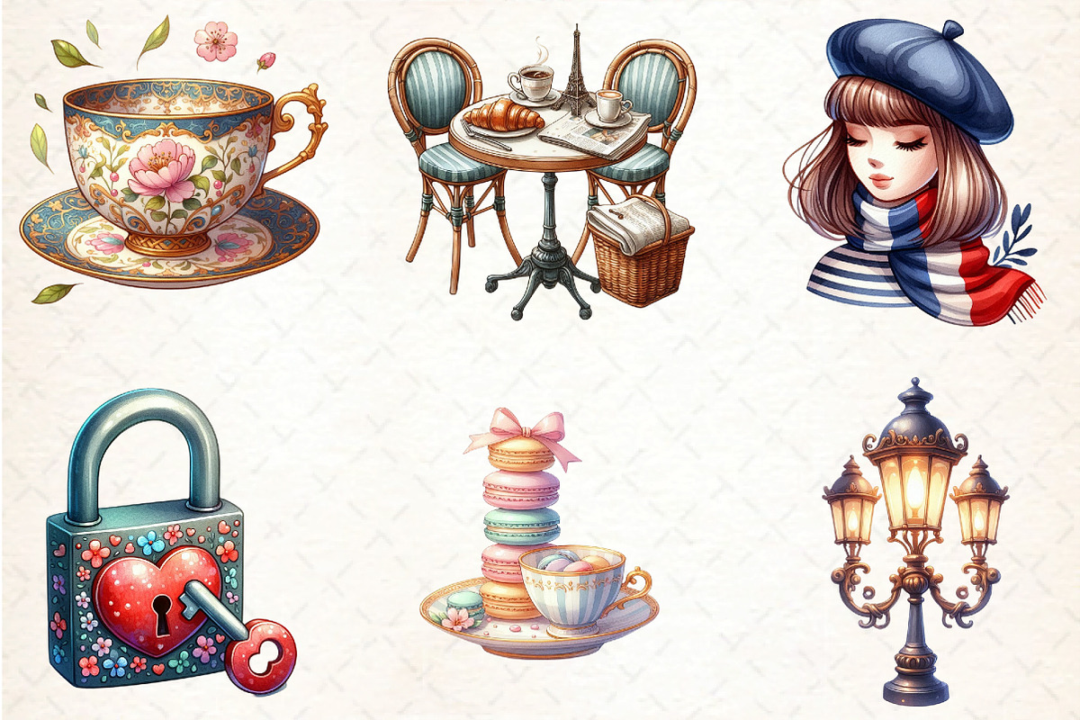 Ooh LaLa Paris Watercolor Clipart, an Illustration by DreamCafeArt (Photo 3 of 7)