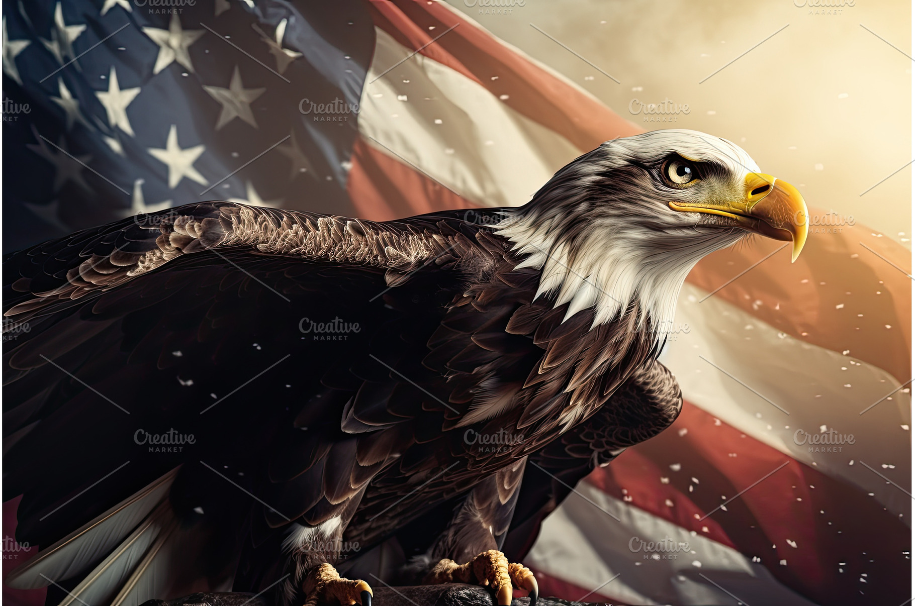 American Eagle with usa flag, an Animal Photo by Neirfy