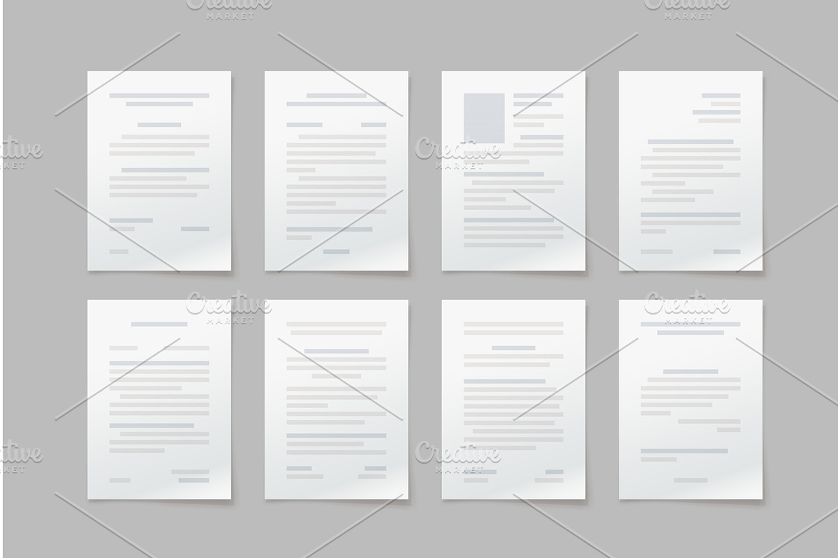 paper documents in set front view, an Object Illustration by IfH
