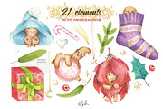 Winter watercolor. Gingerbread guys, a Decorative Illustration by Satika (Thumbnail 2 of 6)