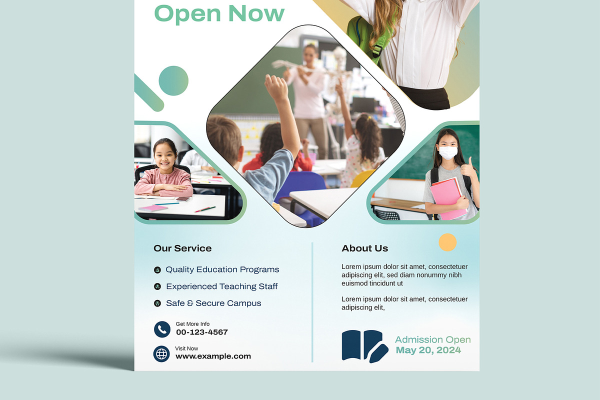 School Admission Poster Template, a Flyer Template by MightyDesign (Photo 5 of 8)