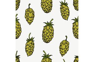 pattern with green hops, a Decorative Illustration by IllustrationArtShop