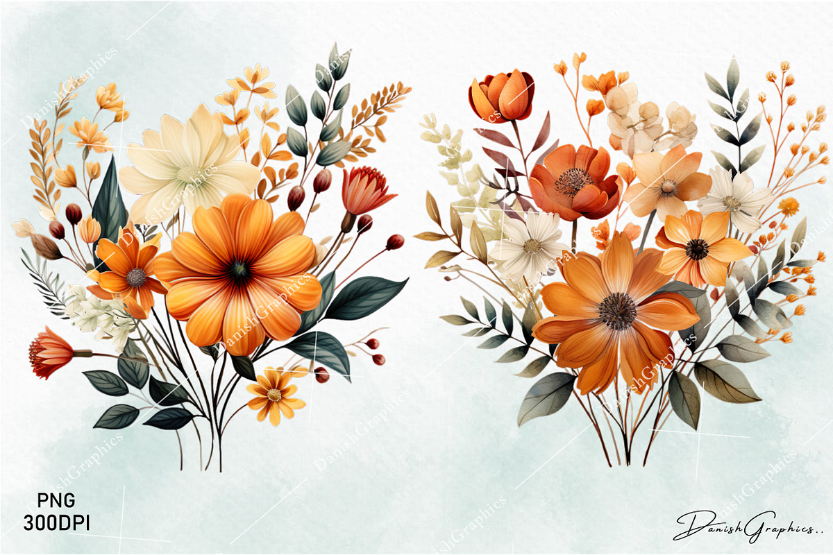 Watercolor Flower Clipart Bundle PNG, a Decorative Illustration by danishgraphics (Photo 2 of 6)